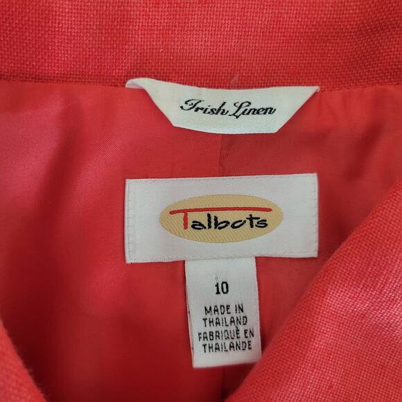 Talbots Irish Linen Blazer Coral Spring Easter Button Front Women 10 - Picture 9 of 11